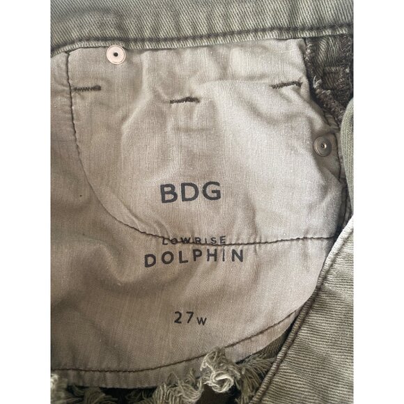 Urban Outfitters BDG Low Rise Dolphin Denim Shorts Olive Army Green - 27 - Picture 6 of 8
